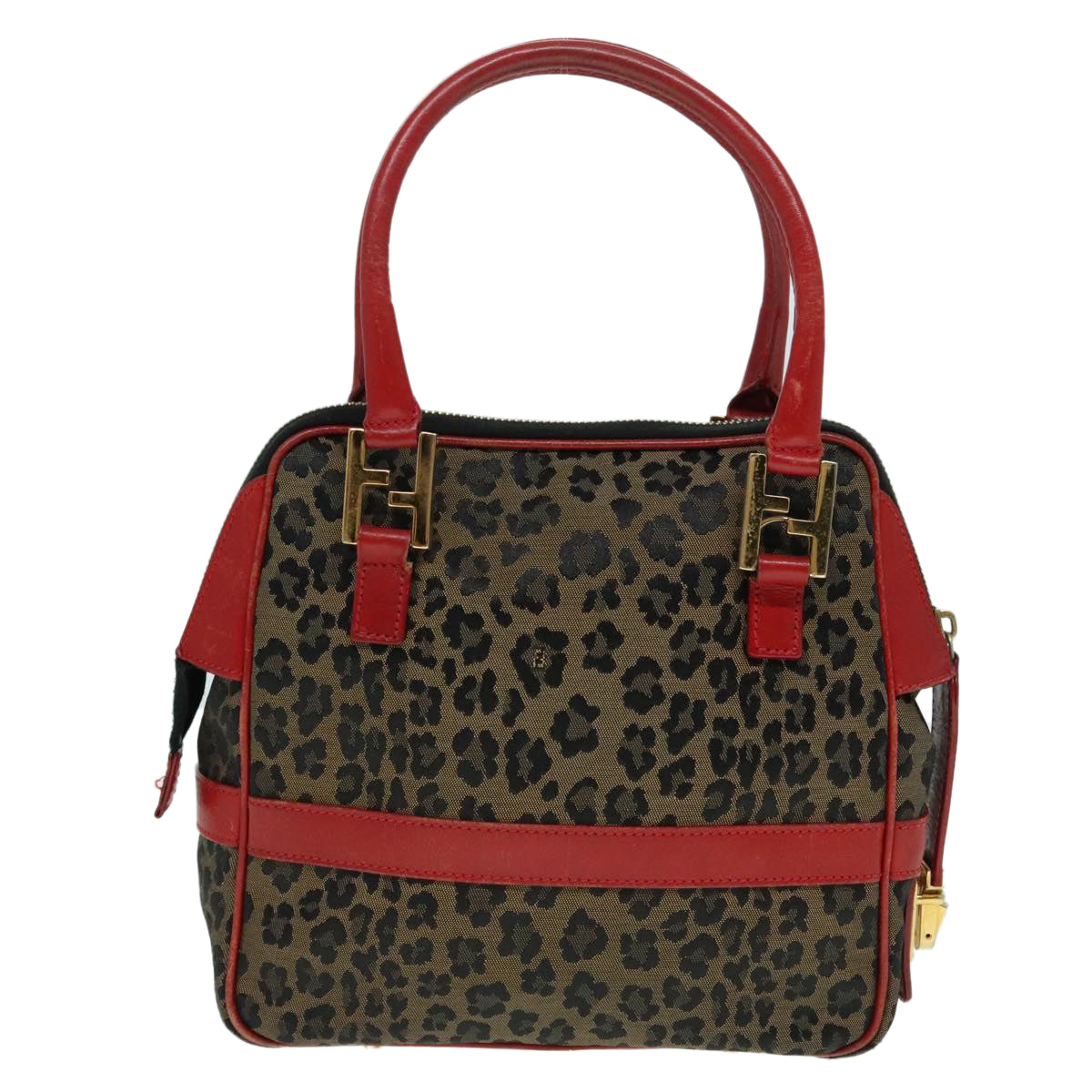 FENDI Hand Bag Canvas 2way Beige Red gold 89729