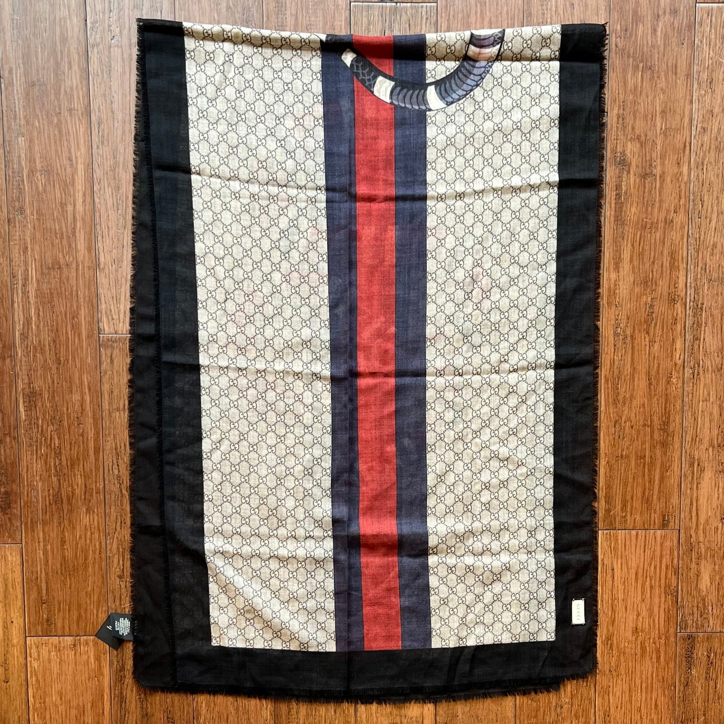 GUCCI Monogram Kingsnake Wool Scarf
