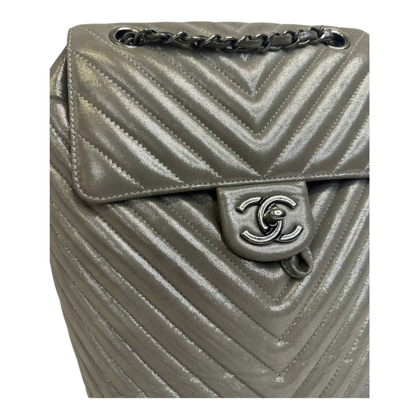 Chanel Iridescent Calfskin Chevron Quilted Urban Spirit Backpack Small