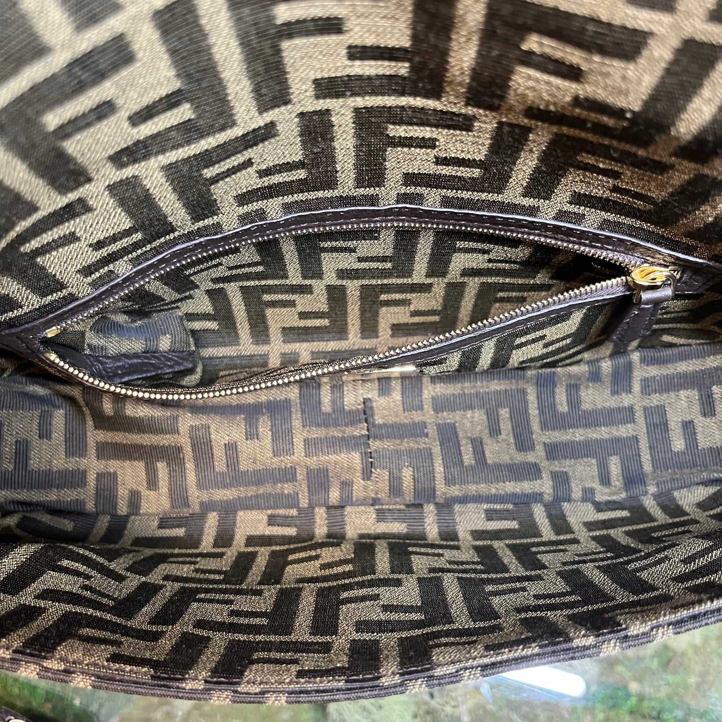 FENDI 1974 Baguette Embroidered FF Jacquard Shoulder Bag