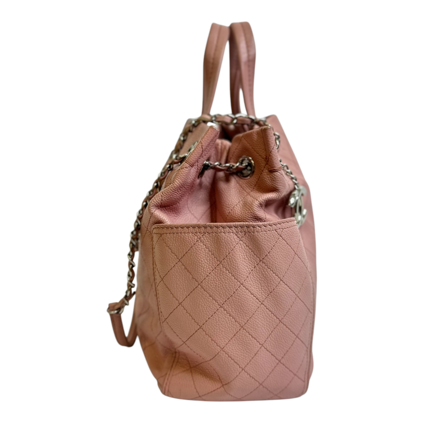 Chanel Grained Calfskin Small CC Pocket Tote Pink