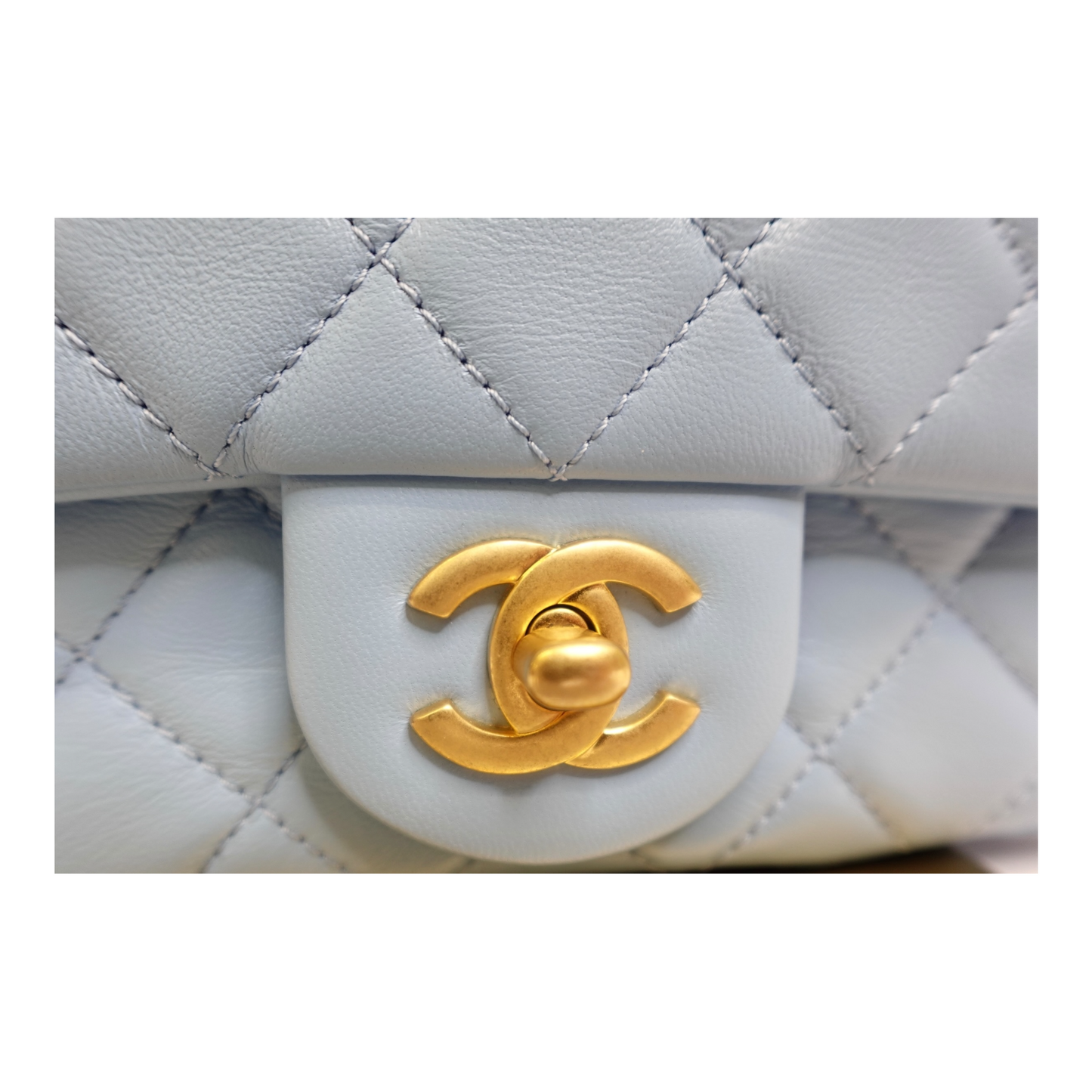 Chanel Blue Lambskin Quilted Mini Pearl Crush Flap Bag