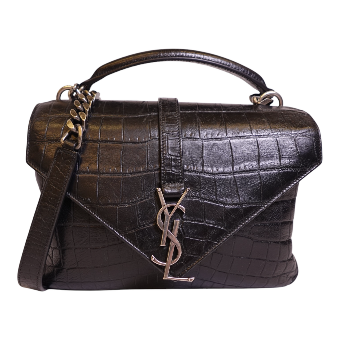 YSL Crocodile Embossed College Bag