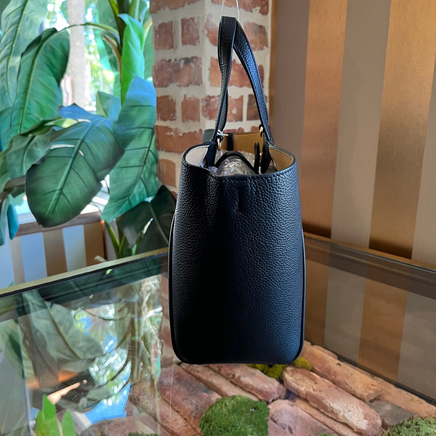TORY BURCH McGraw Caryall Black Leather Tote