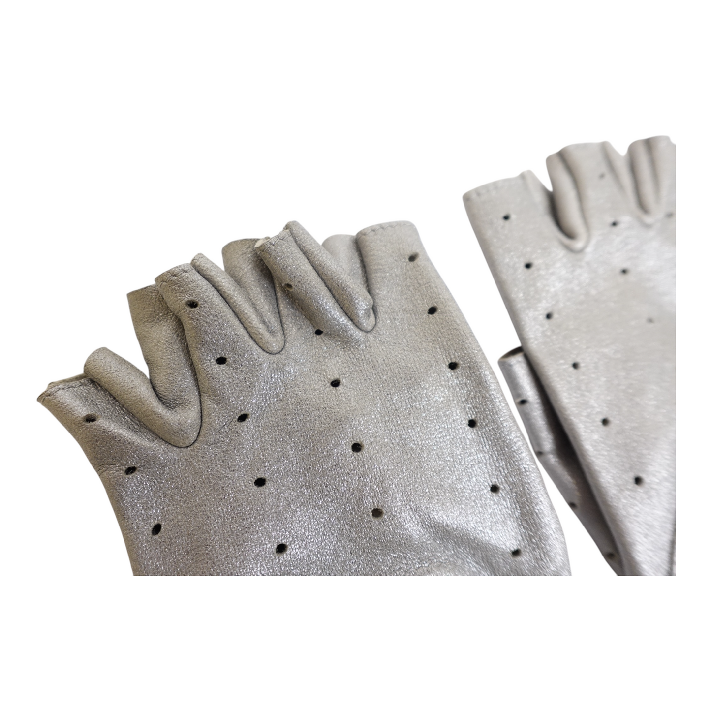 Chanel Grey Leather Driving Gloves