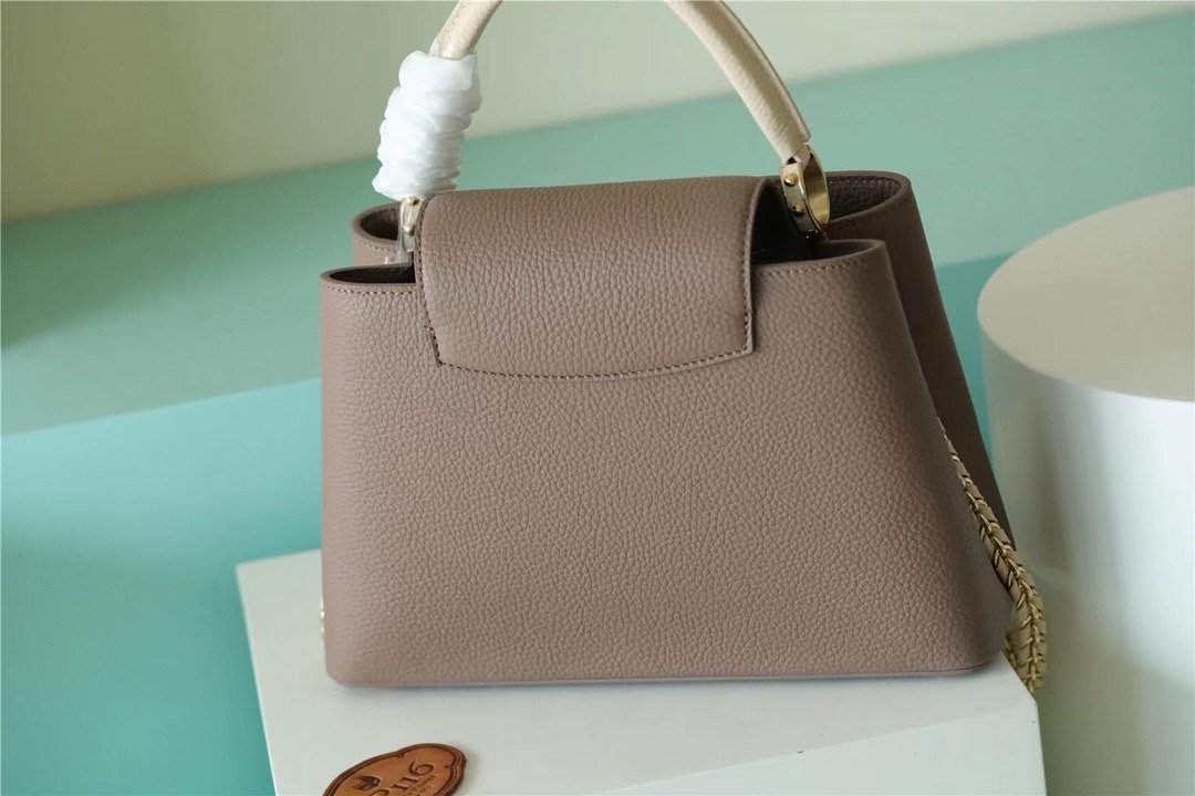 LV Capucines MM Taurillon Smokey Brown Green/ Creme/ Pink For Women, WomenÃ¢â‚¬â„¢s Bags, Shoulder And Crossbody Bags 12.4in/31.5cm LV M59516