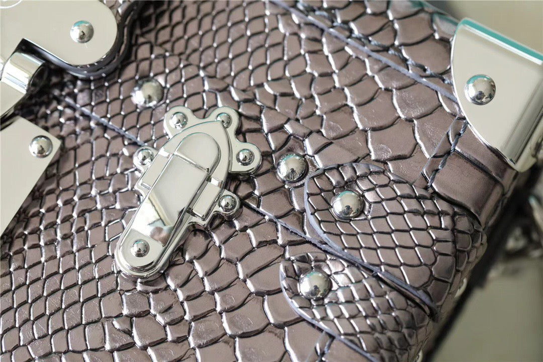 LV Petite Malle High Shiny Alligator By Nicolas Ghesquiere Silver For Women,  Shoulder And Crossbody Bags 7.9in/20cm LVÃ‚Â 