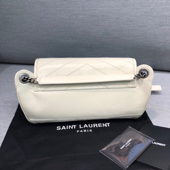 GLAMI Niki MeGLAMIum Crinkled Shoulder Bag White For Women 11in/28cm YSL