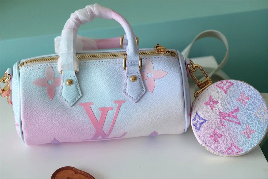 LV Papillon GLAMI Bag Classic Monogram For Women 20cm Sunrise Pastel LV M46078