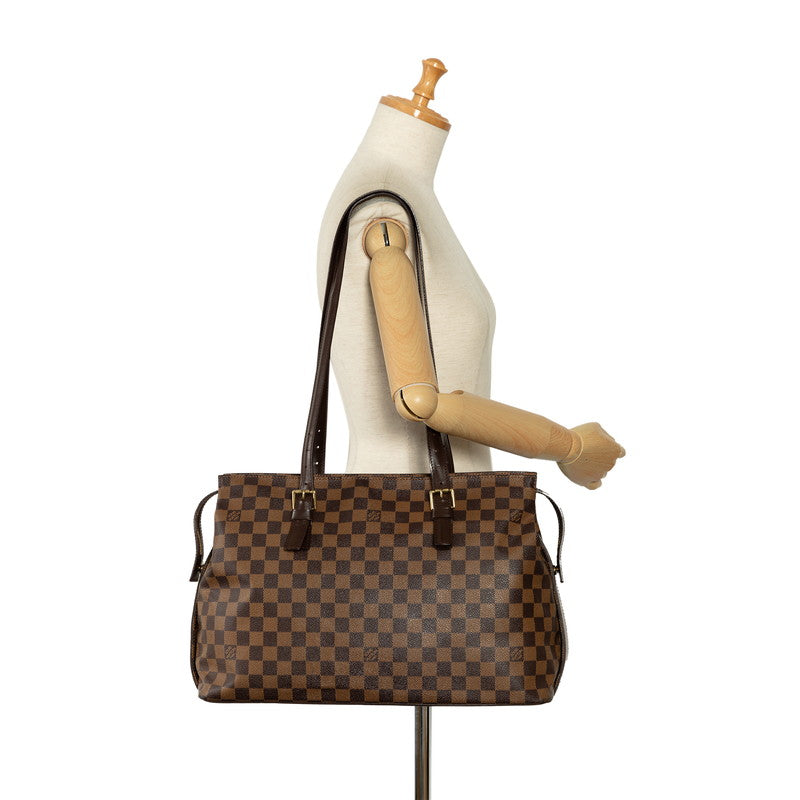 Louis Vuitton Damier Chelsea Tote Bag N51119 Brown PVC Leather  Louis Vuitton