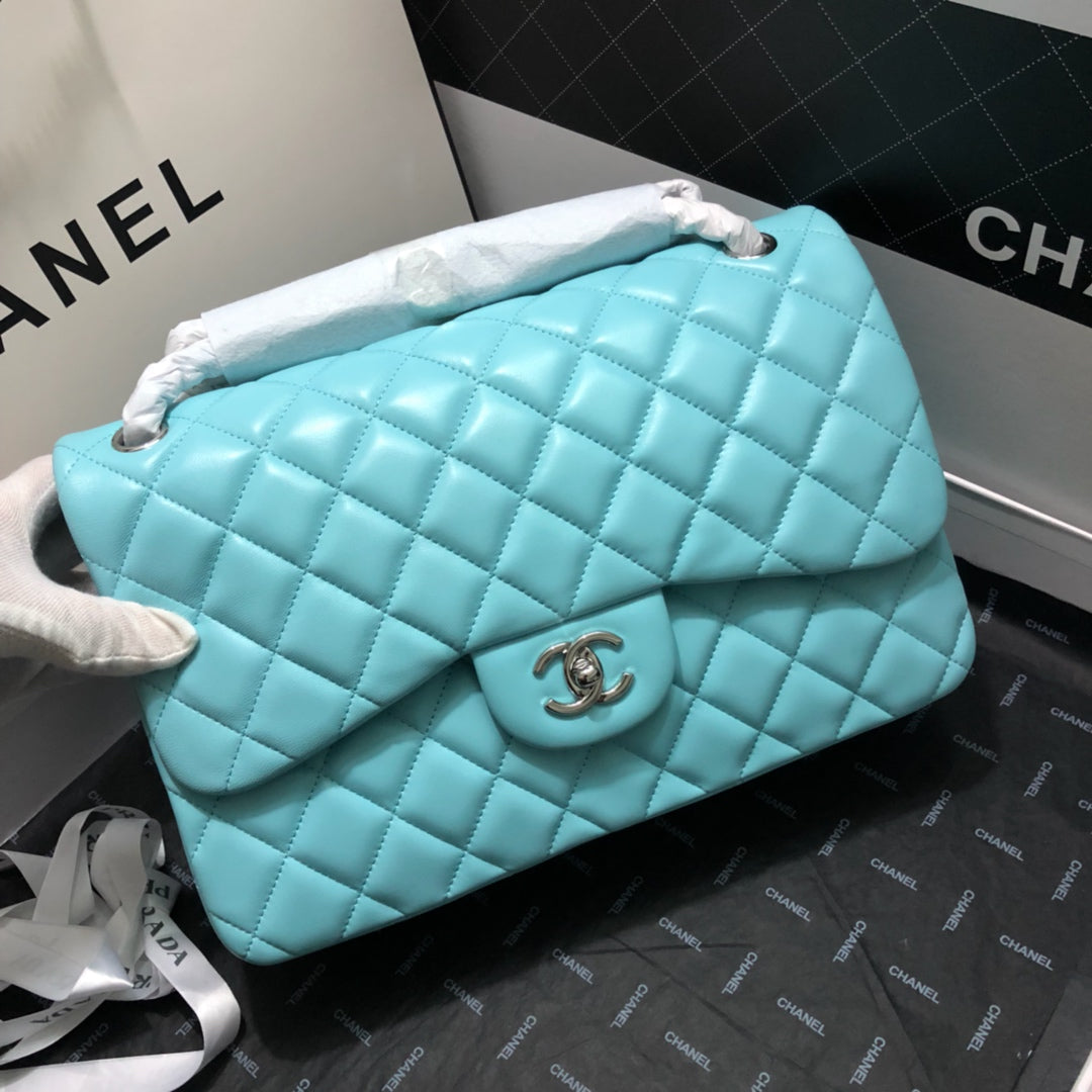 CHLLarge Classic Handbag Silver Hardware Blue For Women Handbags, Shoulder Bags 11.8in/30cm