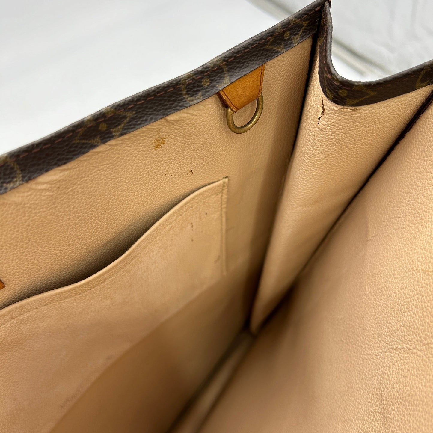 Louis Vuitton Sac Plat Monogram Brown Leather Tote Bag Medium