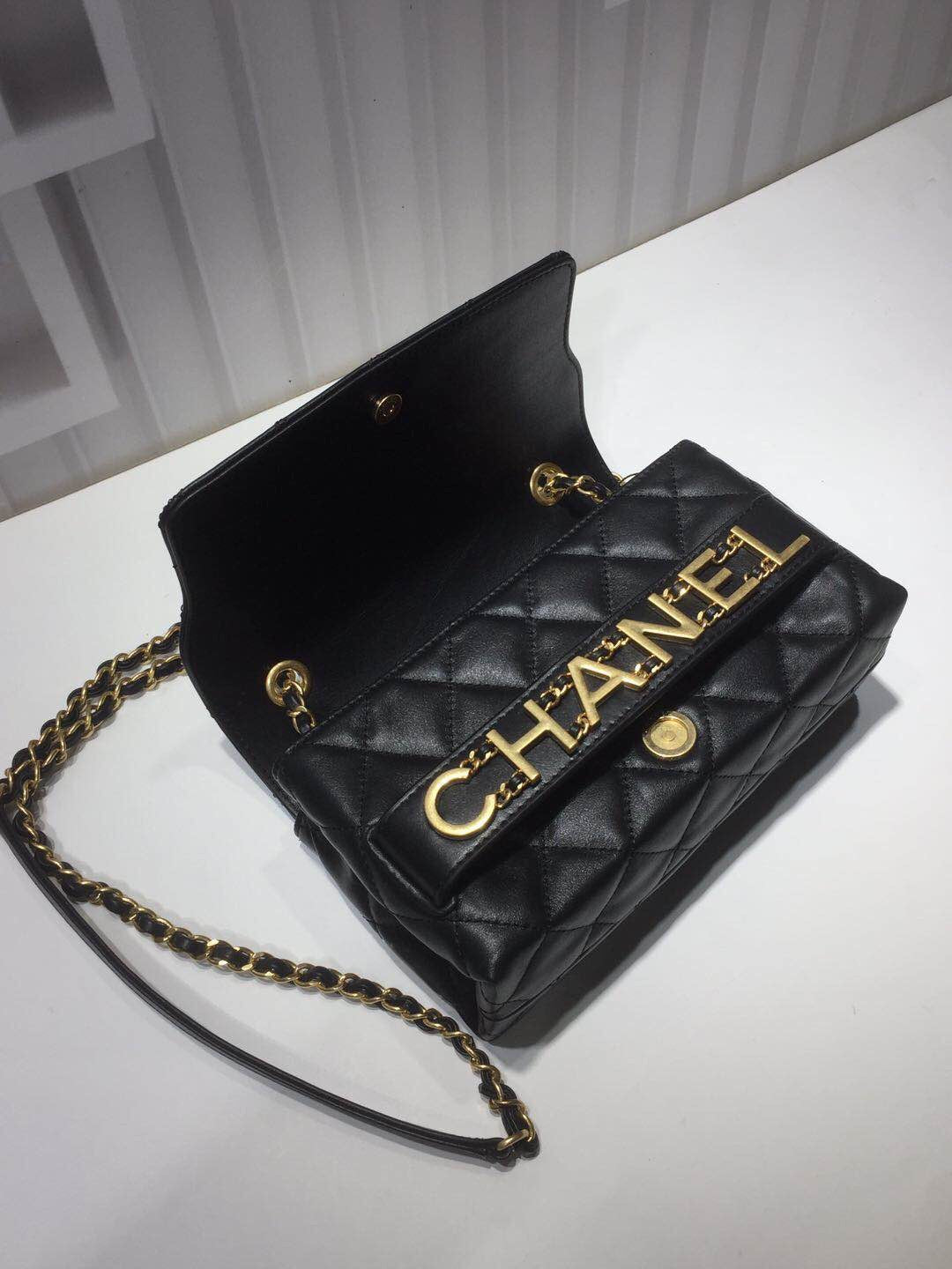 CHLFront Logo Small GlamIap Bag Gold Hardware Black For Women Handbags, Shoulder Bags 8.2in/21cmAS1490