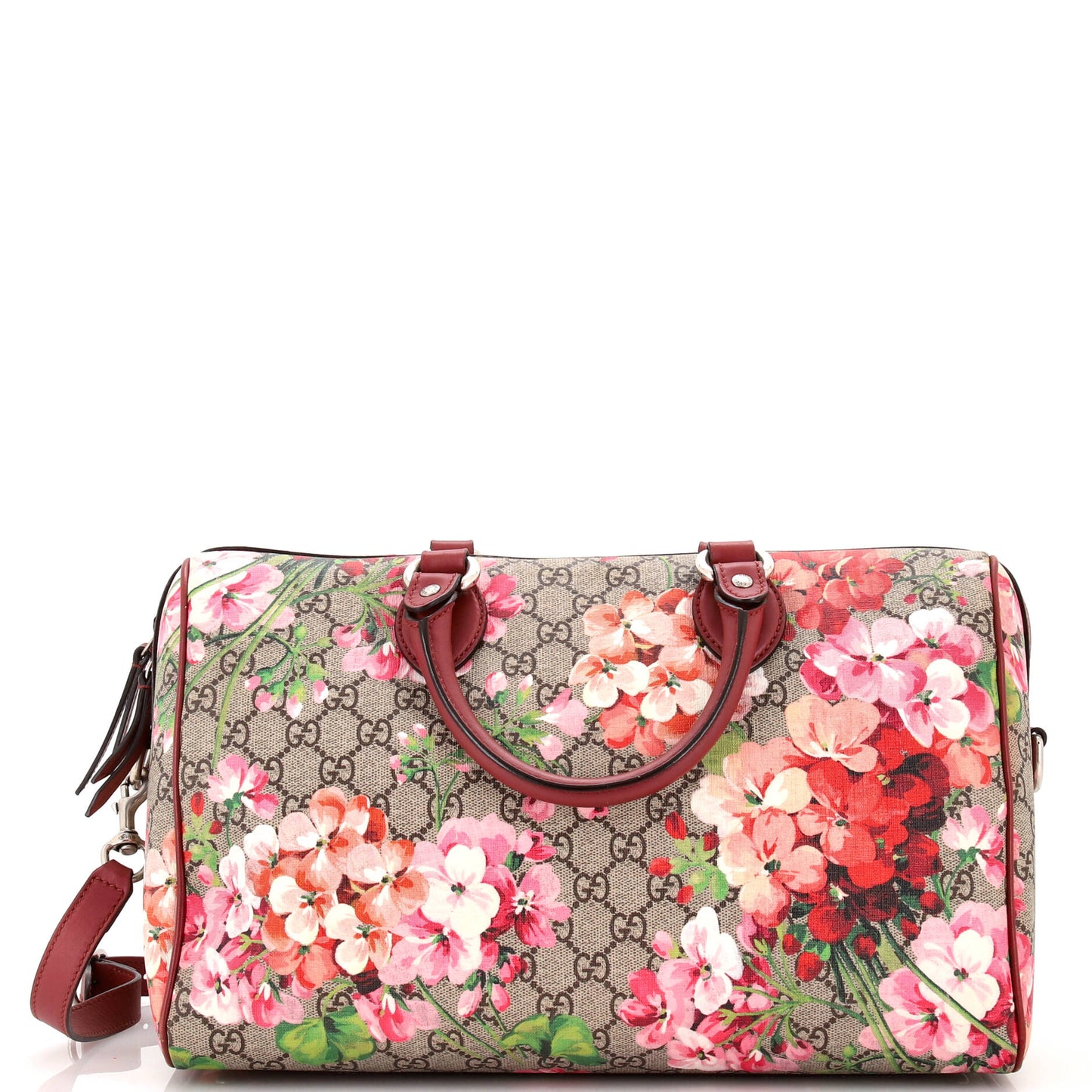 Convertible Boston Bag Blooms Print GG Coated Canvas Medium