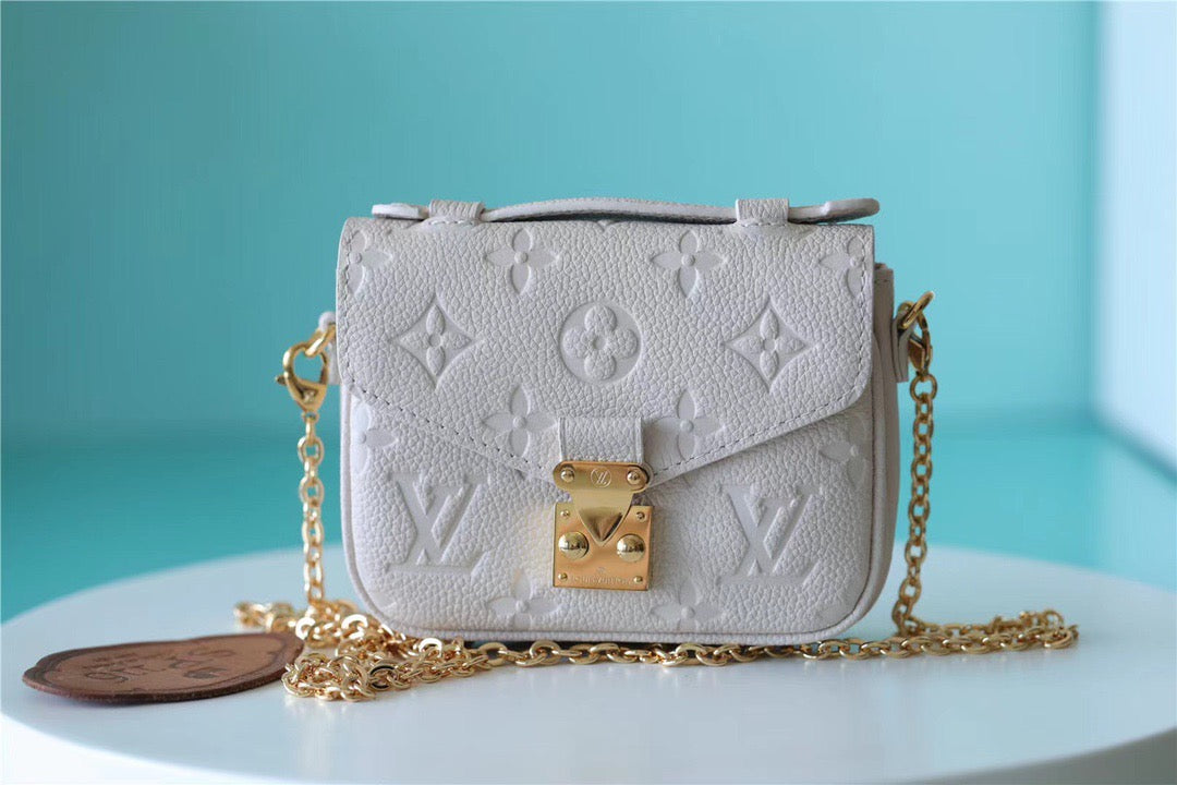 LV Micro Metis Monogram Empreinte Beige For Women, WomenÃ¢â‚¬â„¢s Handbags, Shoulder And Crossbody Bags 5.5in/14cm LV M81390