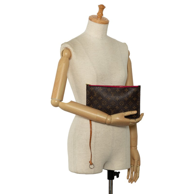 LOUIS VUITTON Neverfull MM Clutch Pouch Monogram Brown Ladies