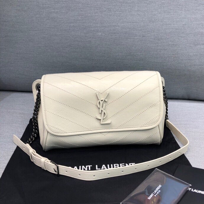 GLAMI Niki MeGLAMIum Crinkled Shoulder Bag White For Women 11in/28cm YSL