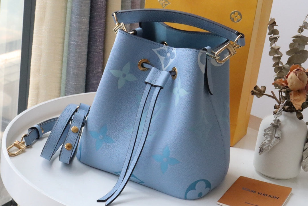 LV NeoNoe GLAMI Bucket Bag Monogram Empreinte Blue For Women, WomenÃ¢â‚¬â„¢s Handbags, Shoulder Bags 7.9in/20cm LV M45709