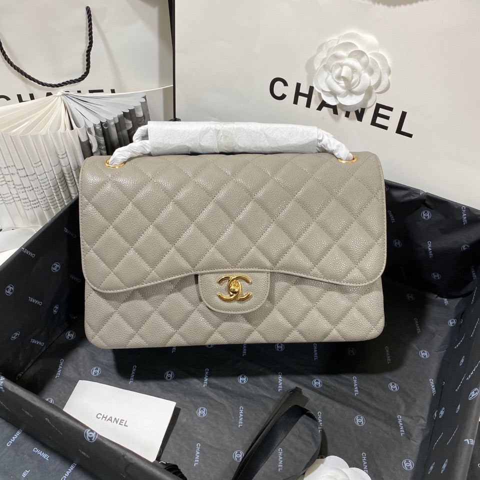 CHLLarge Classic Handbag Gold Hardware Grey For Women Handbags, Shoulder Bags 11.8in/30cm