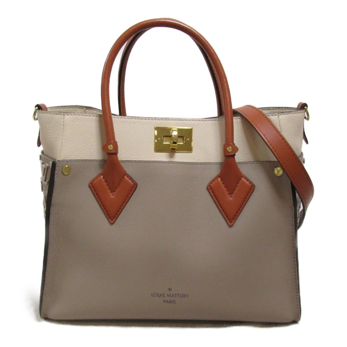 Louis Vuitton on  Side MM Shoulder Bag Leather Bag  Beige M53825
