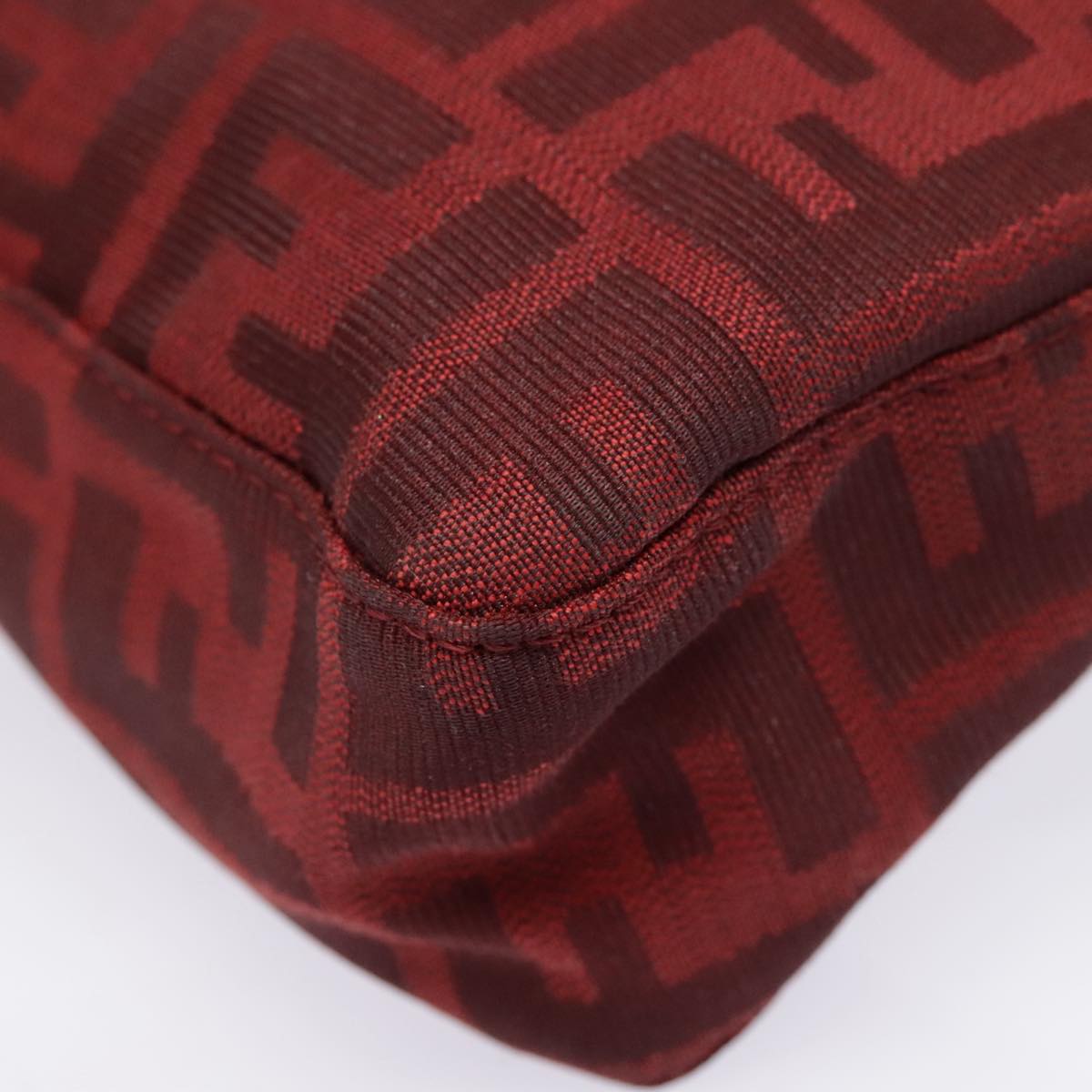FENDI Zucca Canvas Pouch Red Gold 90202