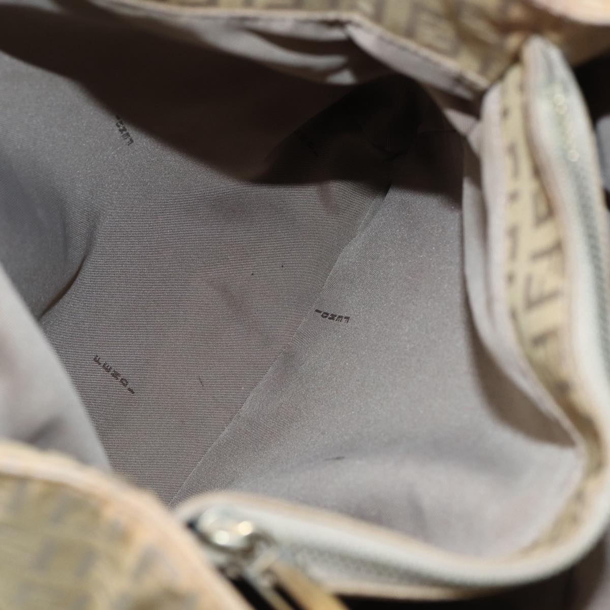 FENDI Zucchino Canvas Tote Bag Beige Gold 90378