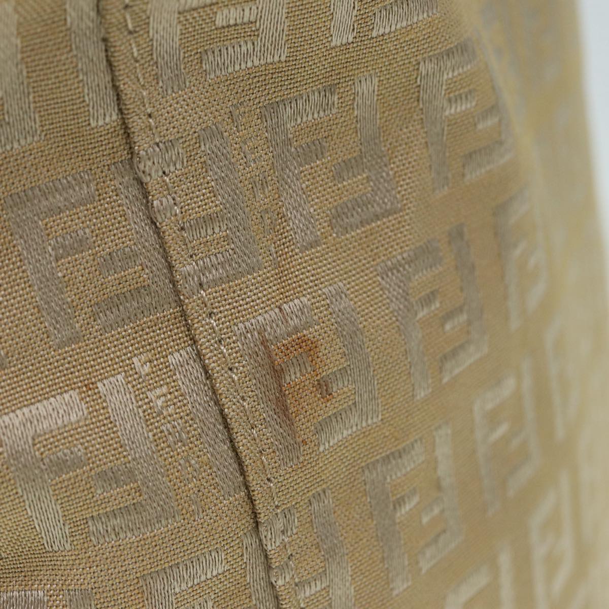 FENDI Zucchino Canvas Tote Bag Beige Gold 90378