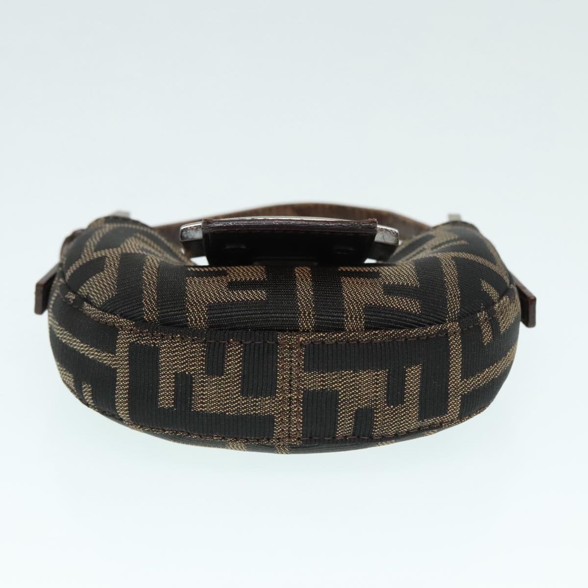 FENDI Zucca Canvas Mini Croissant Hand Bag Brown Black Silver 90427