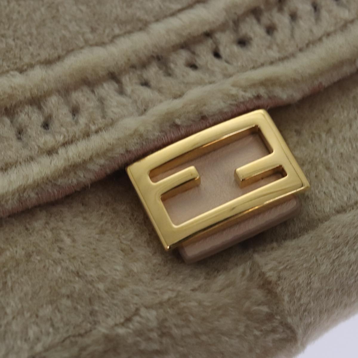 FENDI Chain Shoulder Wallet Beige Gold 90429