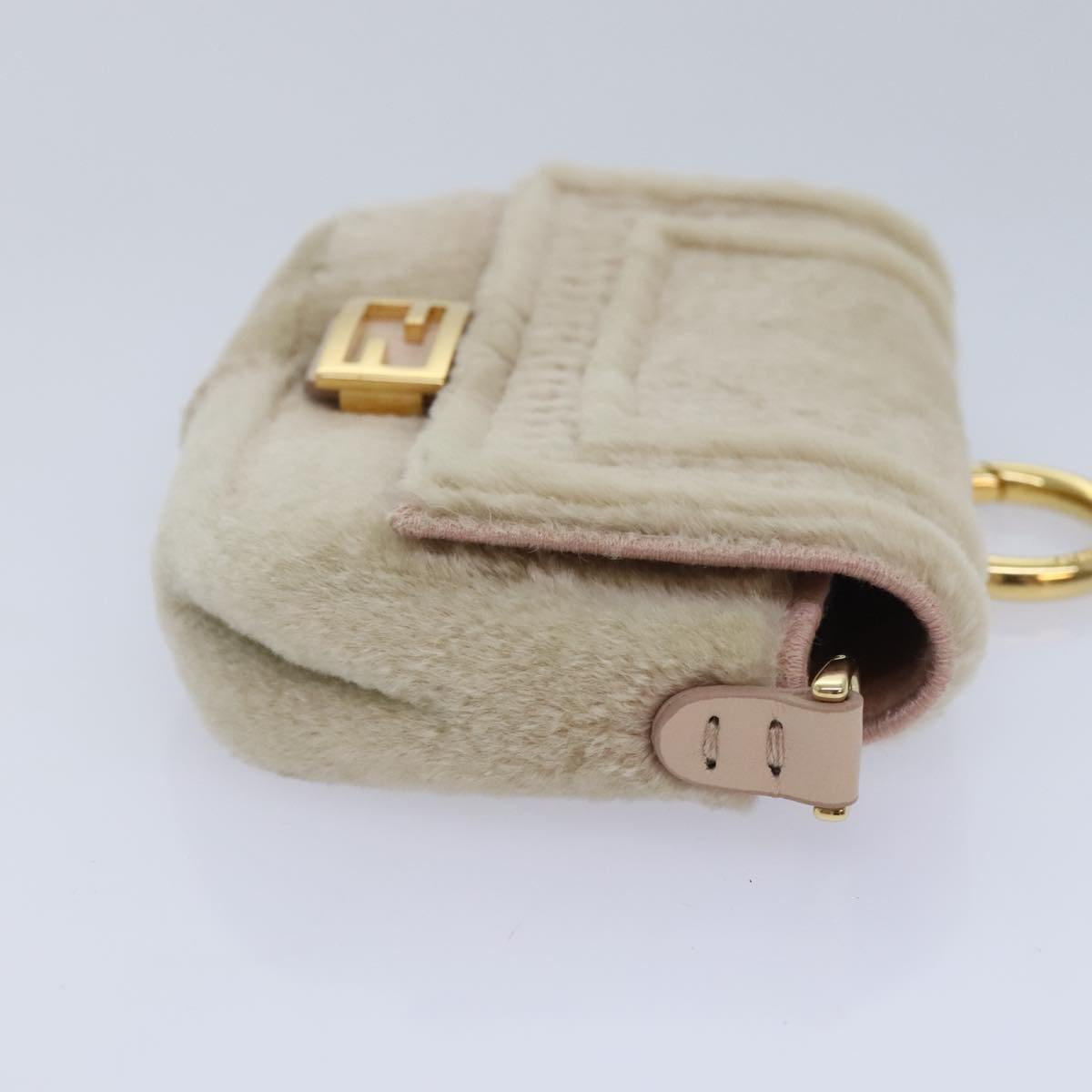 FENDI Chain Shoulder Wallet Beige Gold 90429