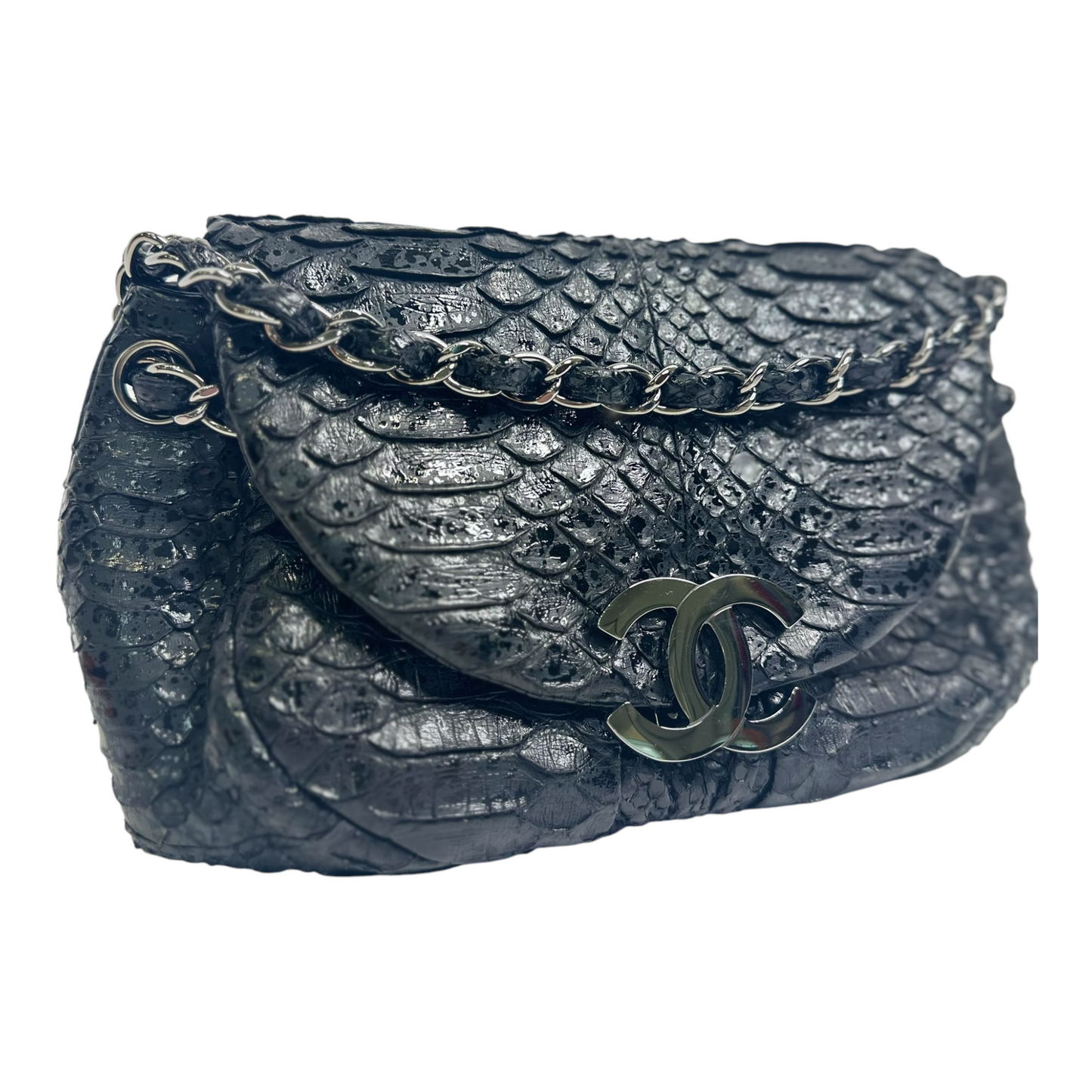 Chanel CC Accordion Flap Bag Python Medium