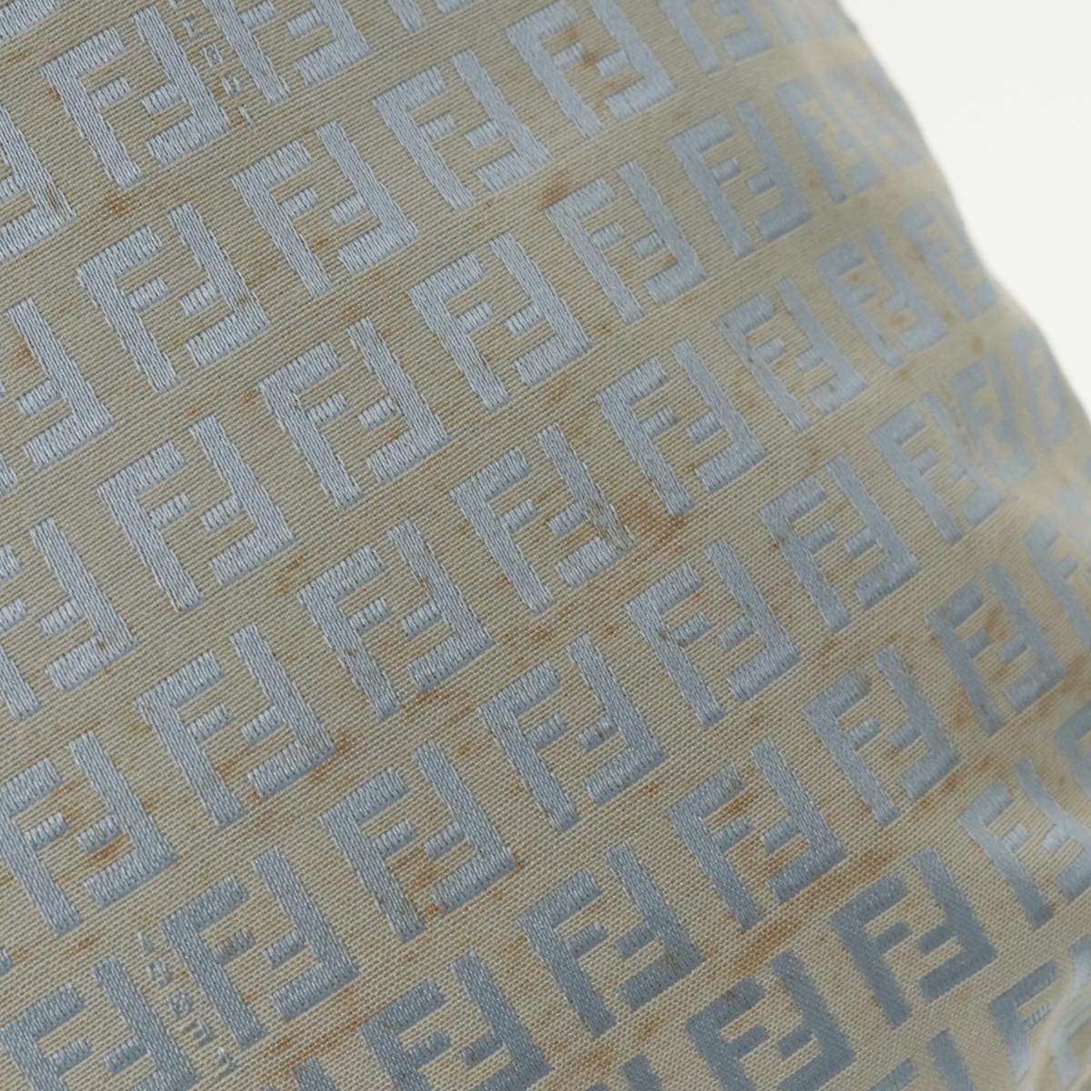 FENDI Zucchino Canvas Tote Bag Light Blue Brown Silver 90434
