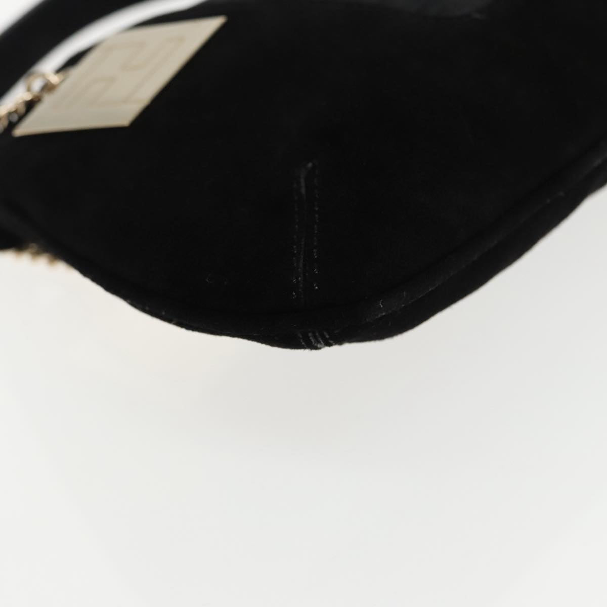 FENDI Zucchino Canvas Shoulder Bag Black Gold 90485