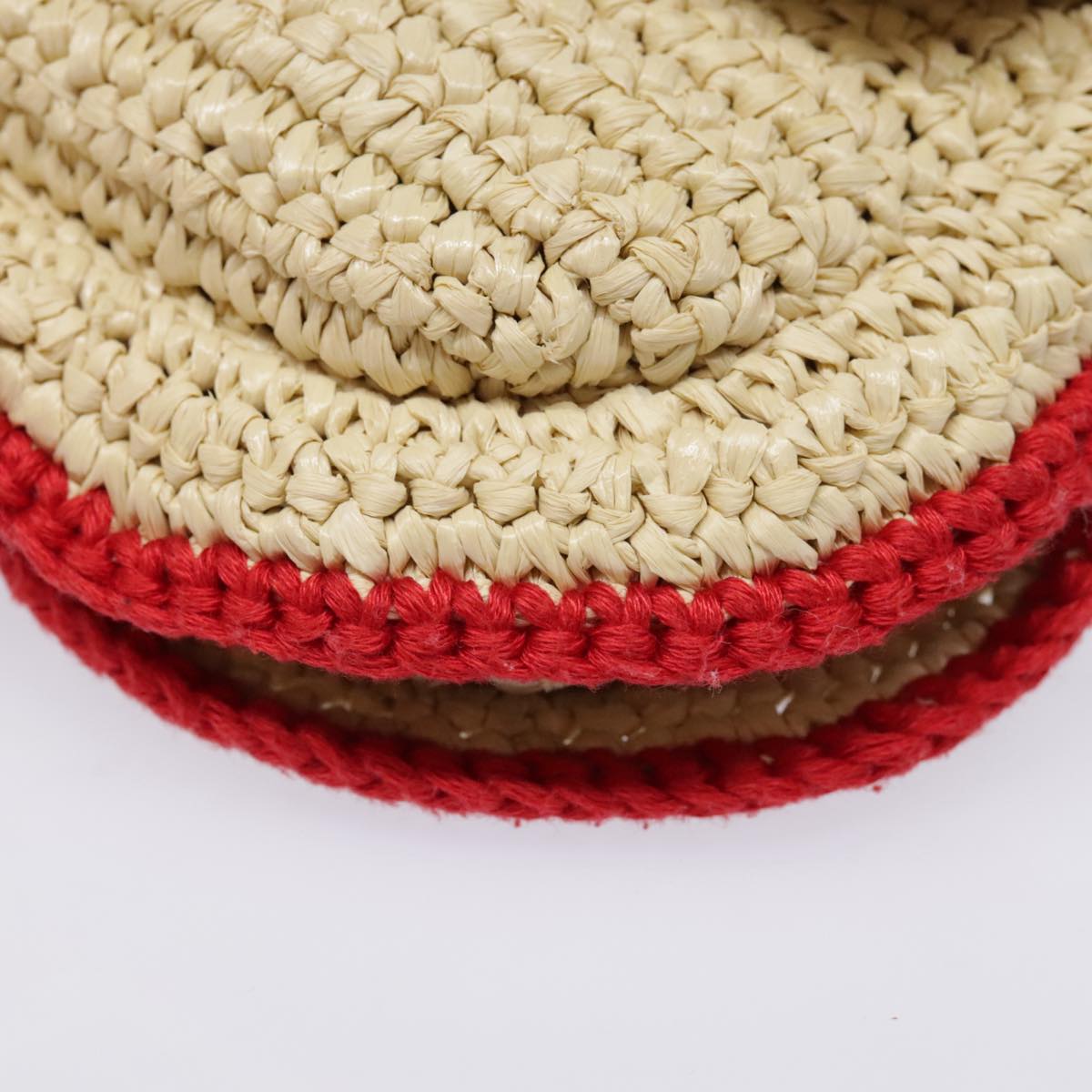 FENDI Shoulder Bag straw Beige Red 8M0354 90505