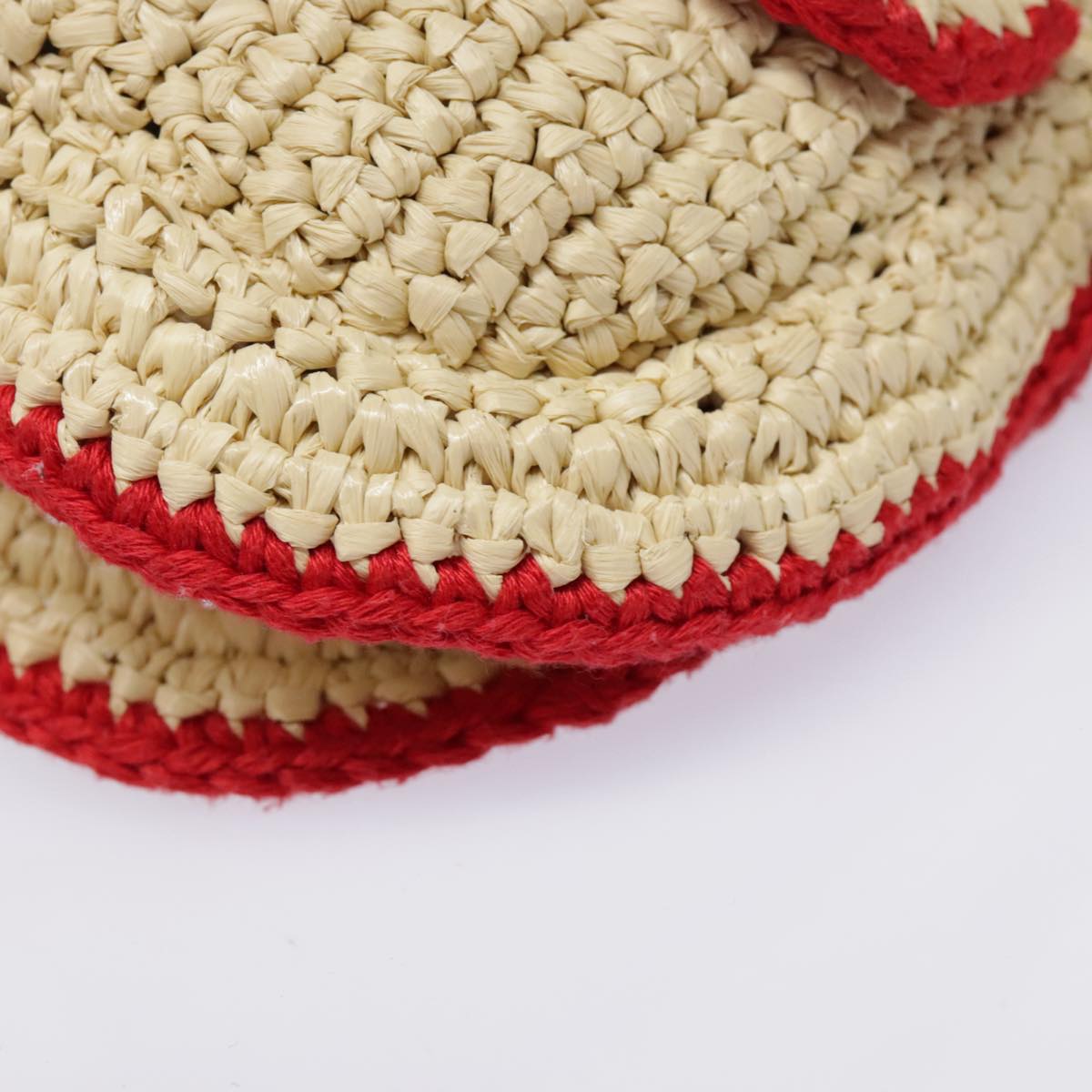 FENDI Shoulder Bag straw Beige Red 8M0354 90505
