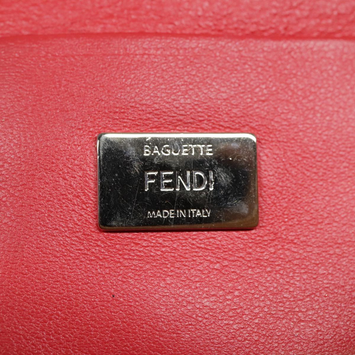 FENDI Shoulder Bag straw Beige Red 8M0354 90505