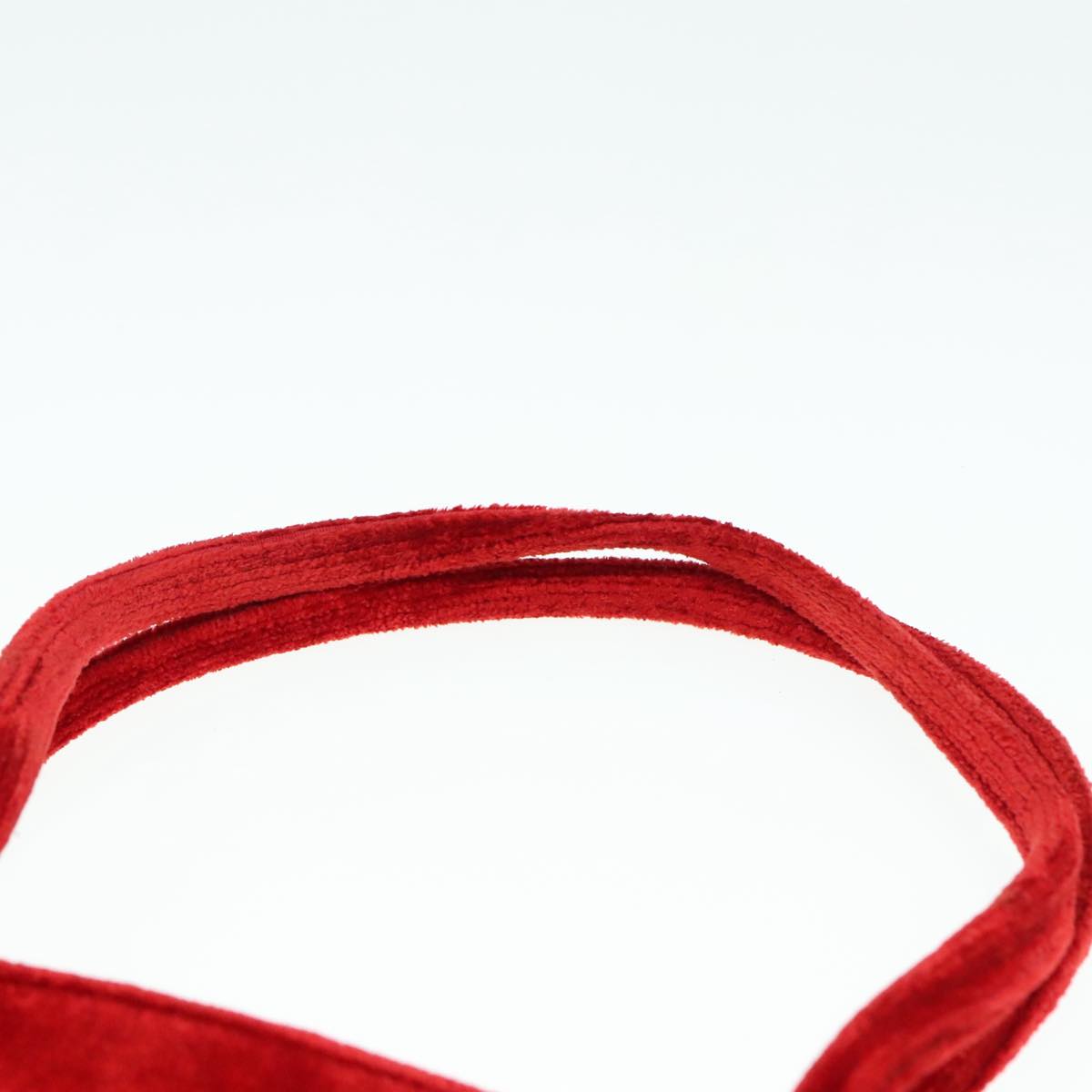 FENDI Tote Bag Corduroy Red Black Silver 90542