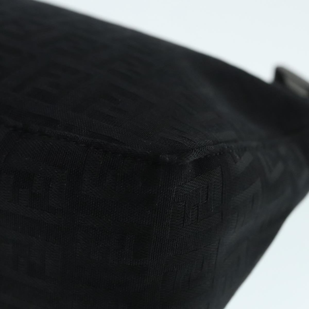 FENDI Zucchino Canvas Hand Bag Black Silver 90550