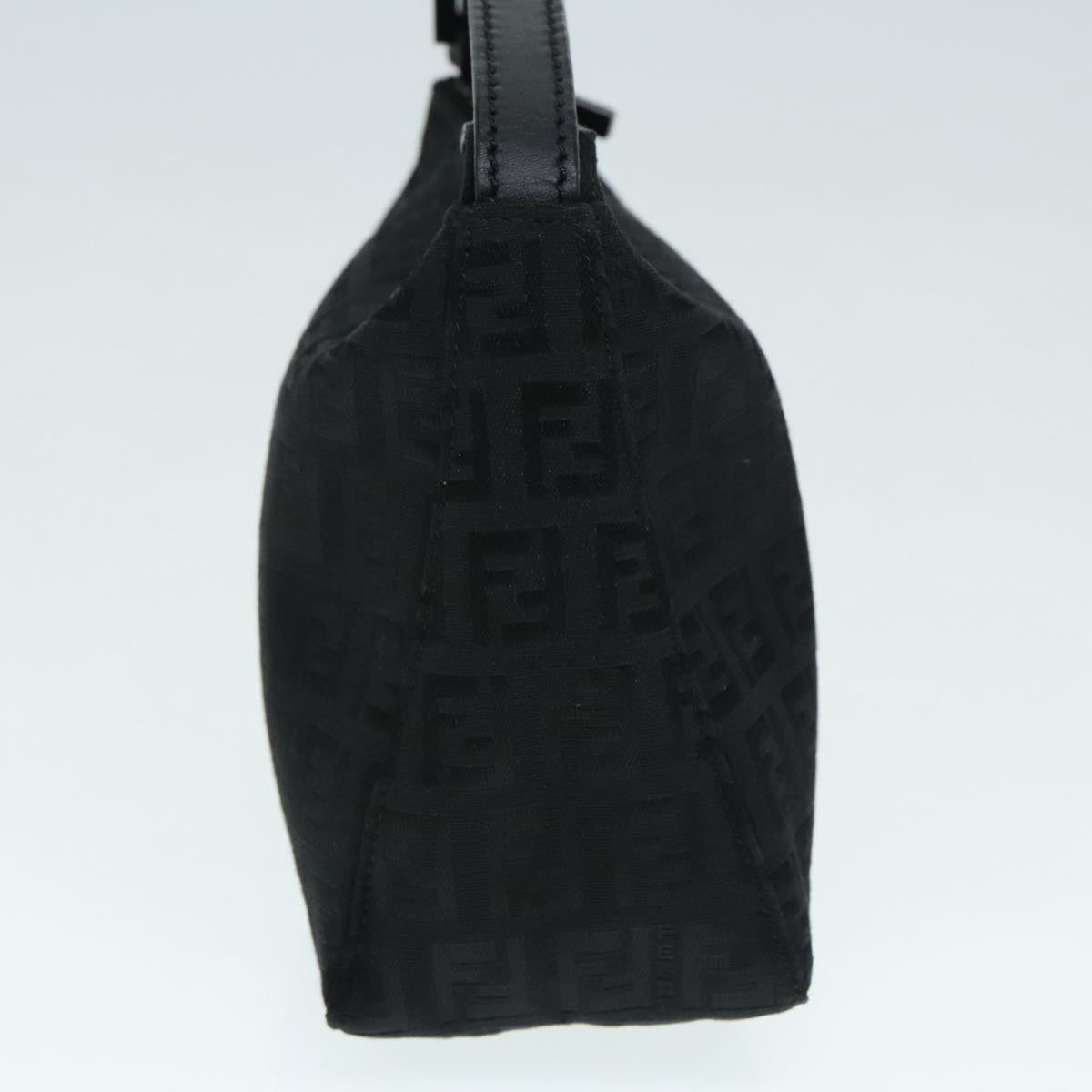 FENDI Zucchino Canvas Hand Bag Black Silver 90550