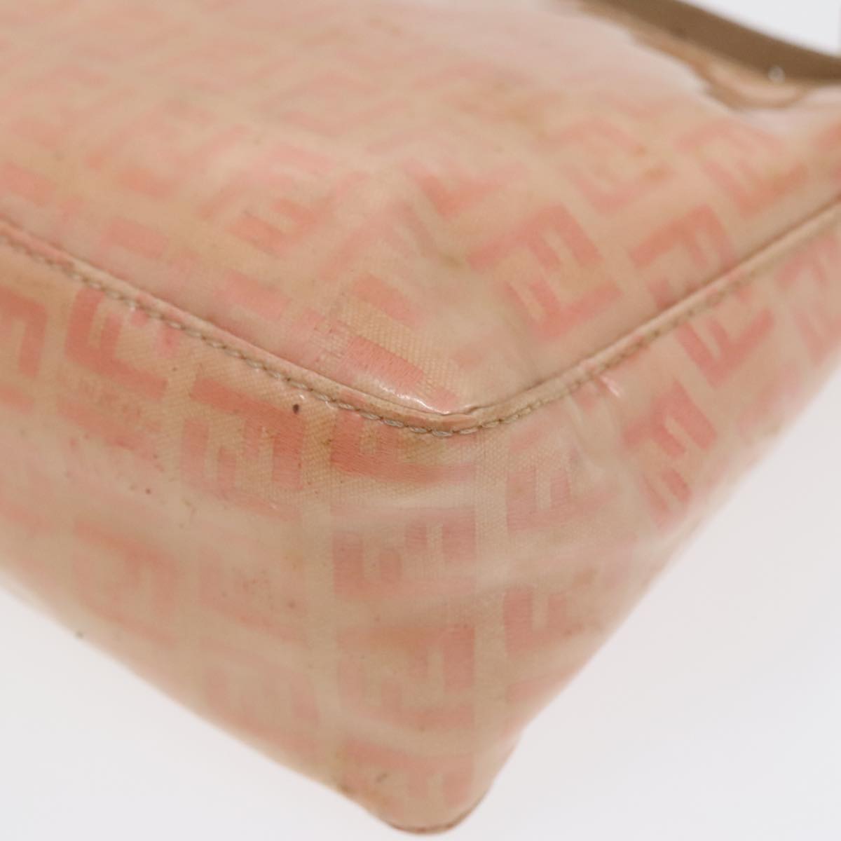 FENDI Zucchino Canvas Hand Bag Enamel Orange Gold 90583