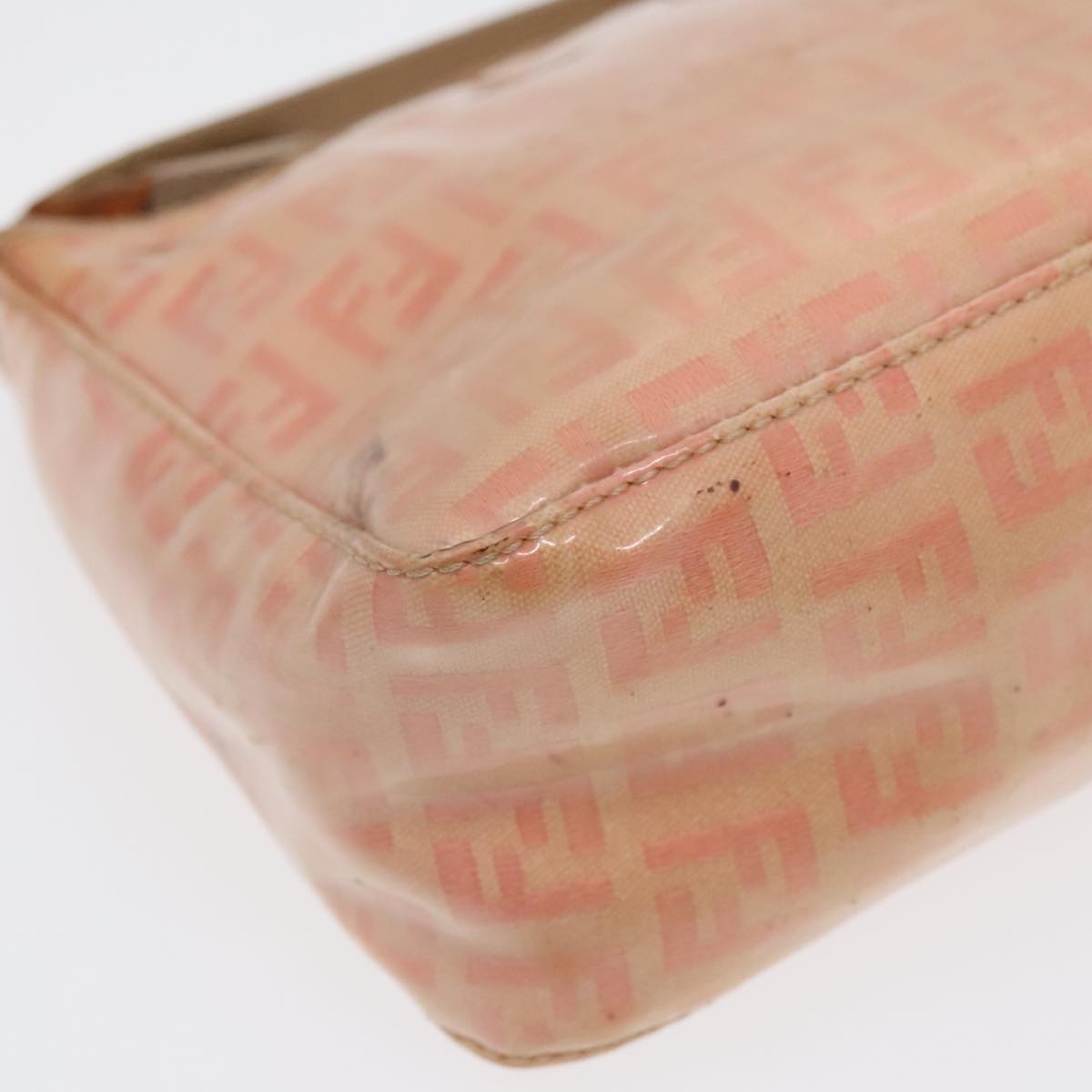 FENDI Zucchino Canvas Hand Bag Enamel Orange Gold 90583