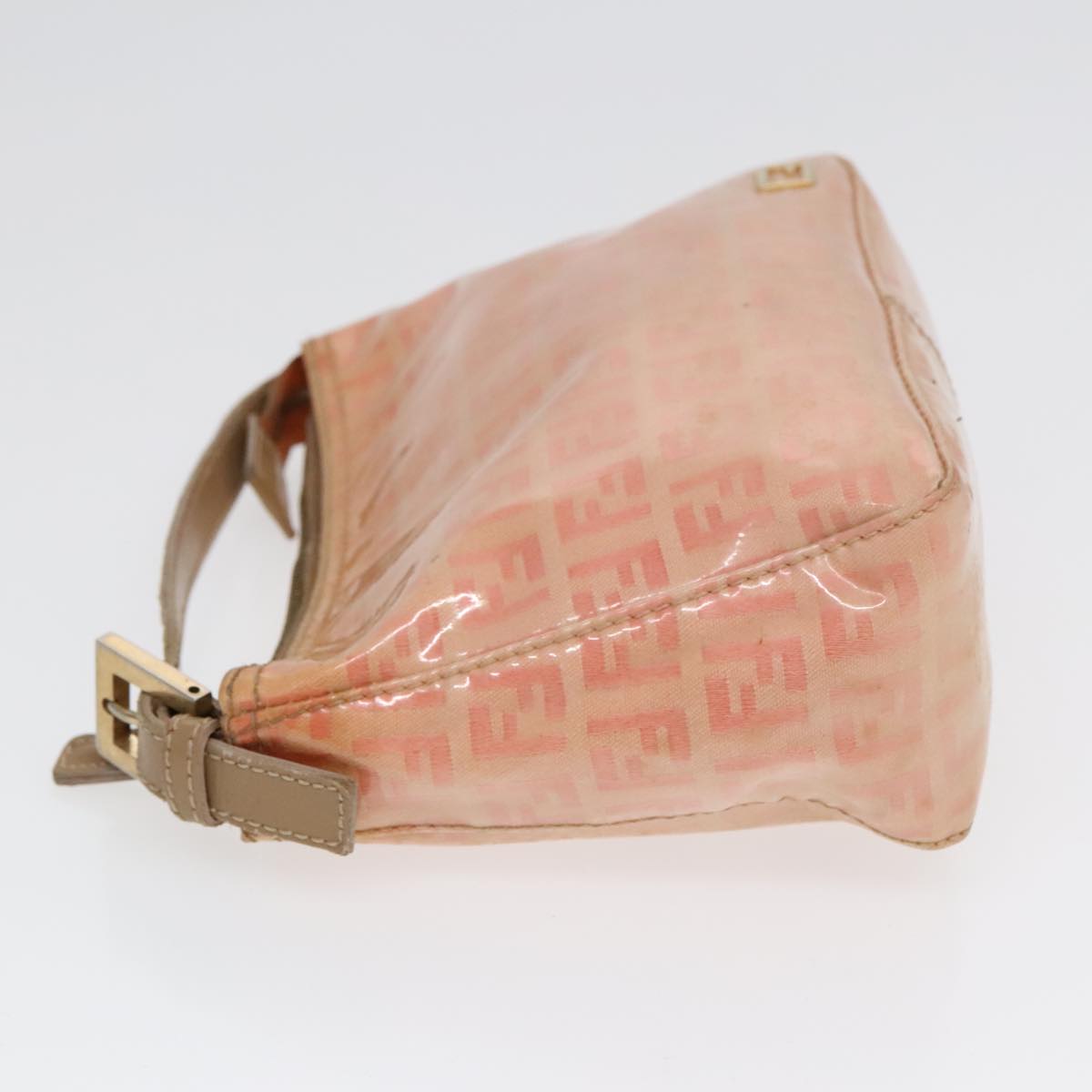 FENDI Zucchino Canvas Hand Bag Enamel Orange Gold 90583
