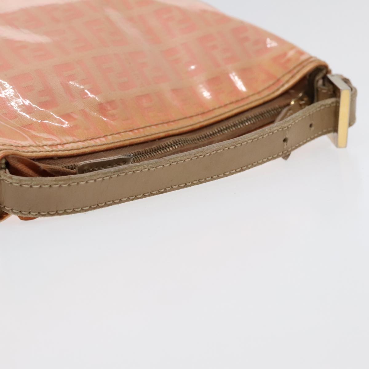 FENDI Zucchino Canvas Hand Bag Enamel Orange Gold 90583