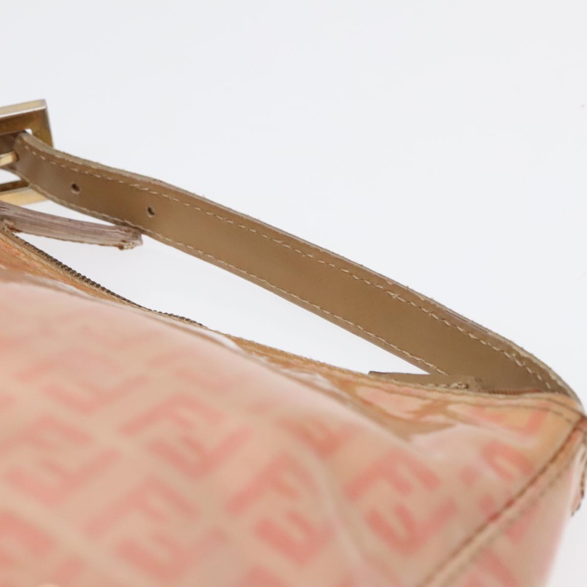 FENDI Zucchino Canvas Hand Bag Enamel Orange Gold 90583