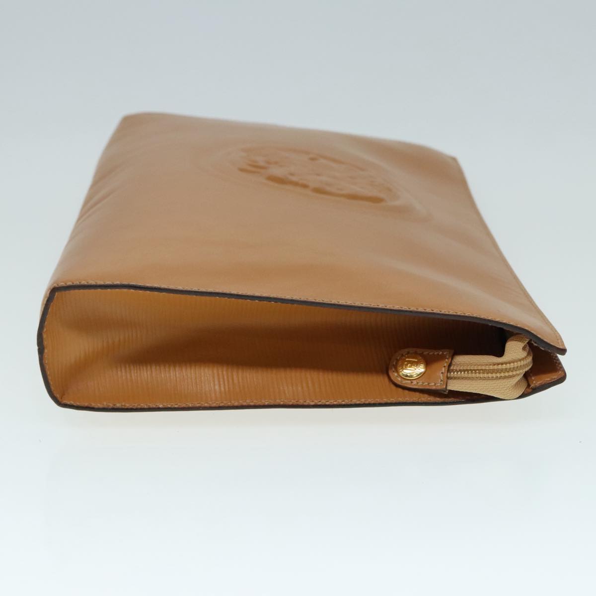 FENDI Document Case Clutch Bag Leather Brown Gold 90585