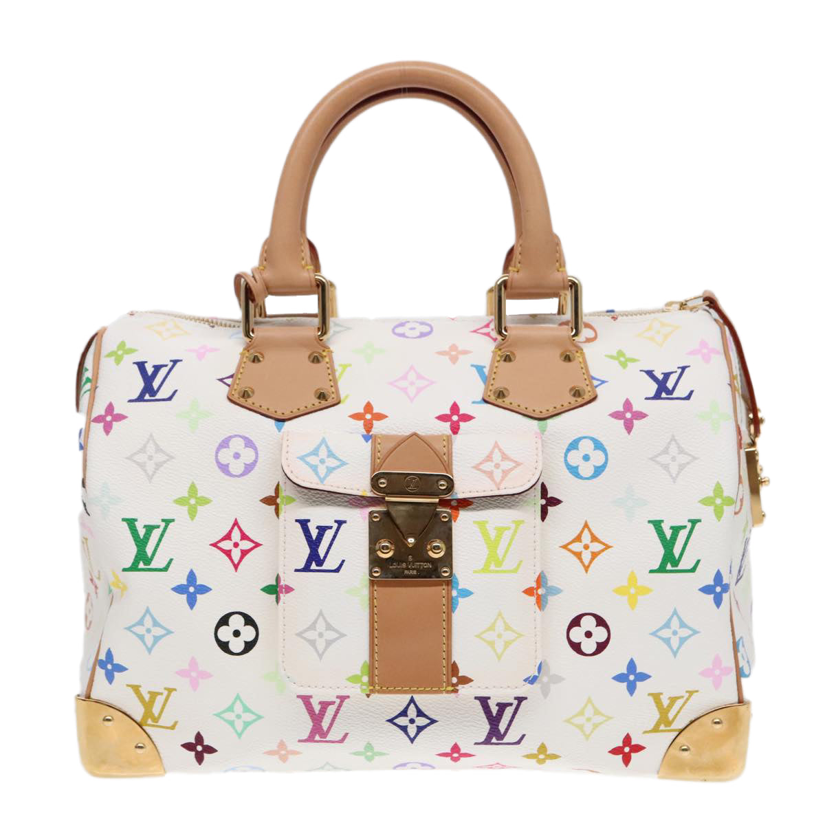 LOUIS VUITTON Monogram Multicolor Speedy 30 Hand Bag White M92643 LV 90665A