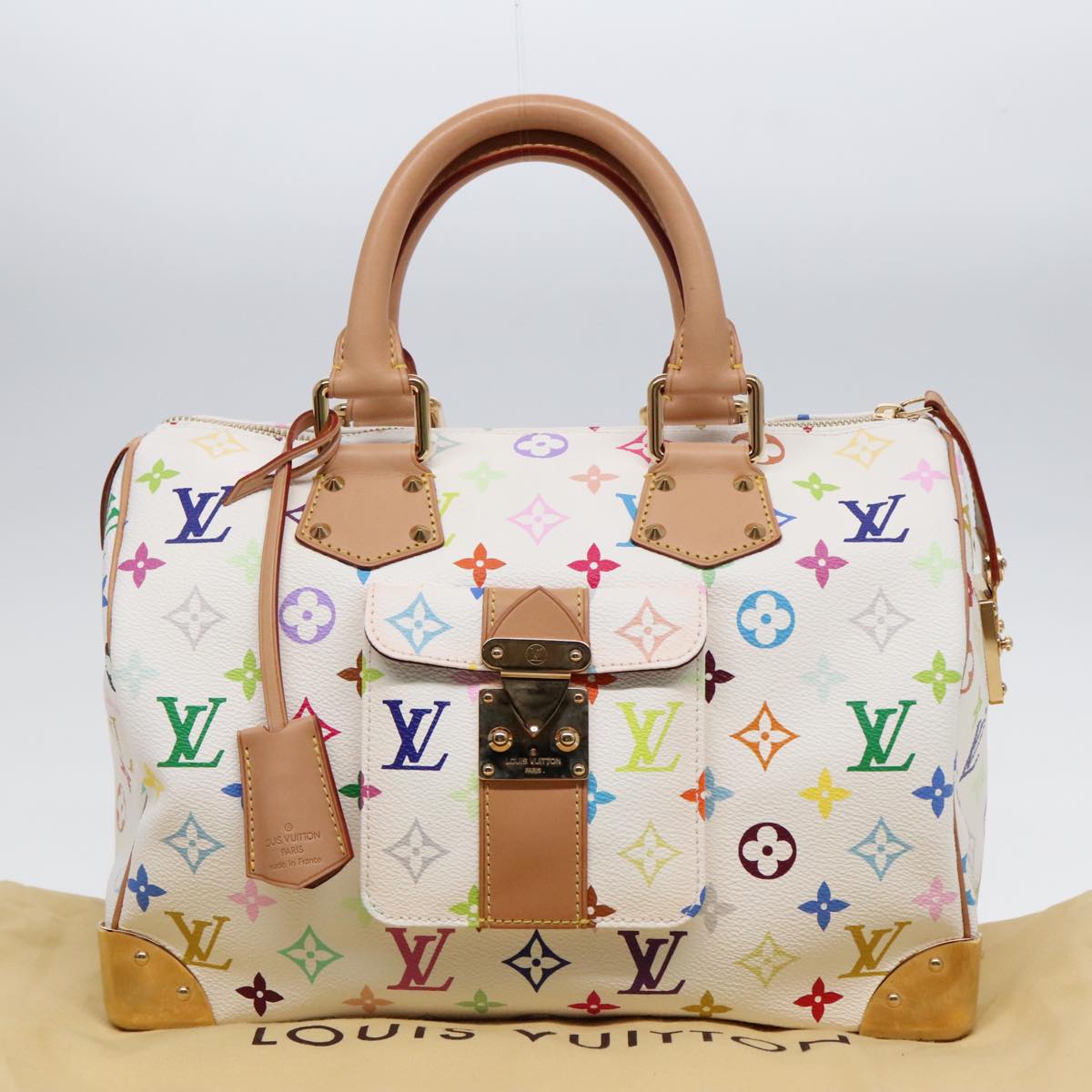 LOUIS VUITTON Monogram Multicolor Speedy 30 Hand Bag White M92643 LV 90665A