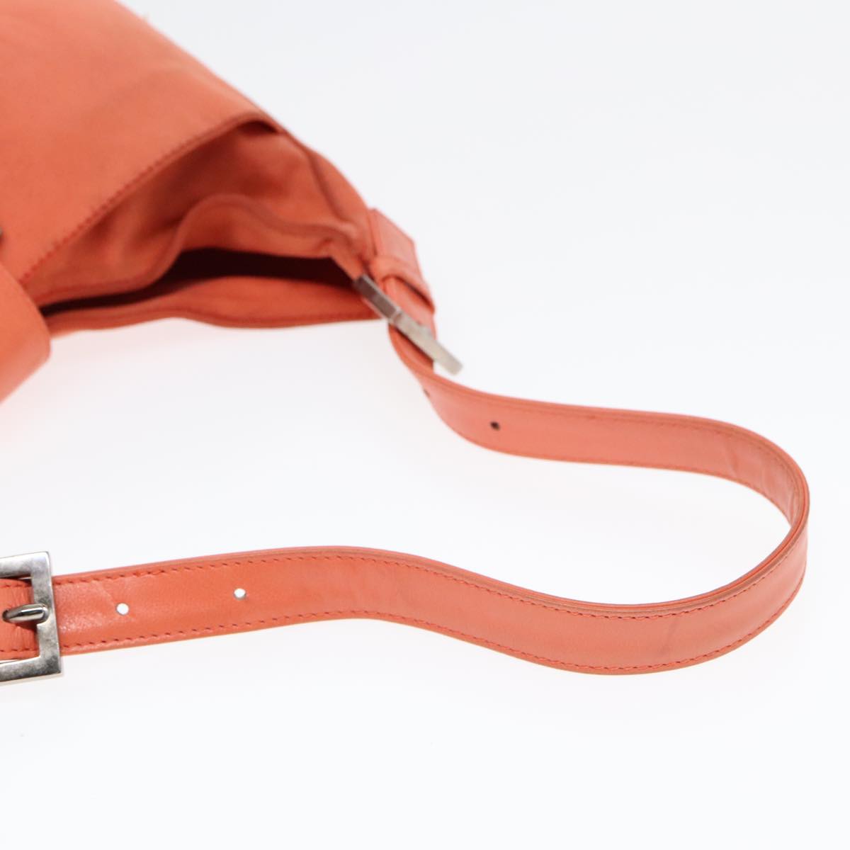 FENDI Mamma Baguette Shoulder Bag Nylon Orange Silver 90787