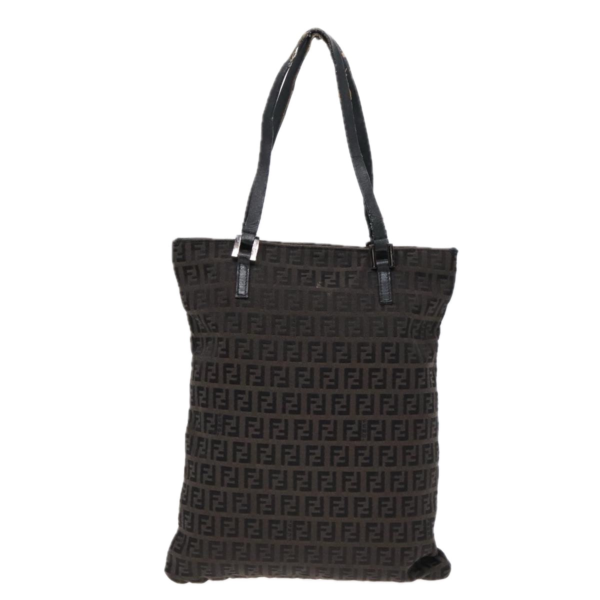 FENDI Zucchino Canvas Tote Bag Dark Brown 90829