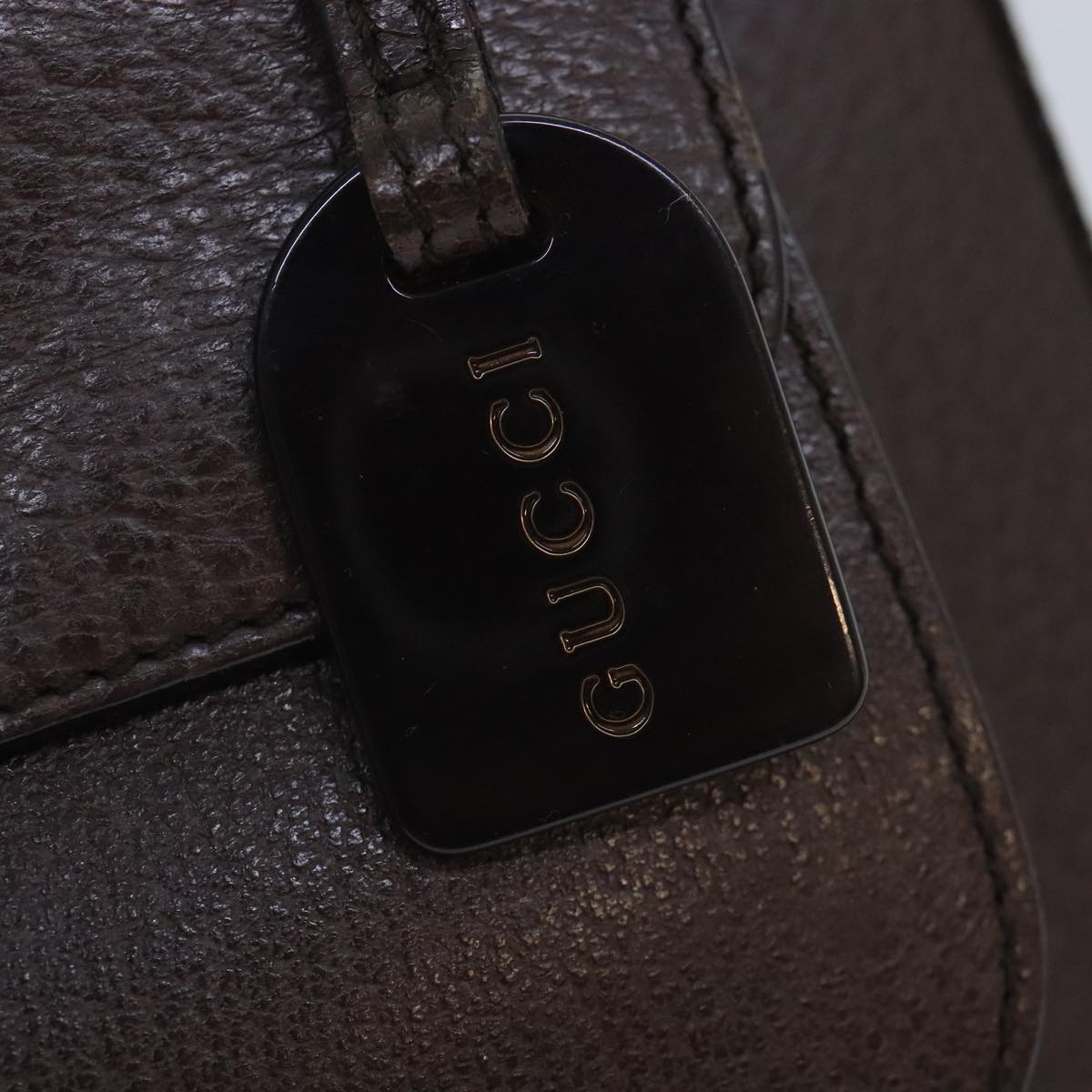GUCCI Hand Bag Leather Brown Gold 000 2058 0308 6 90953